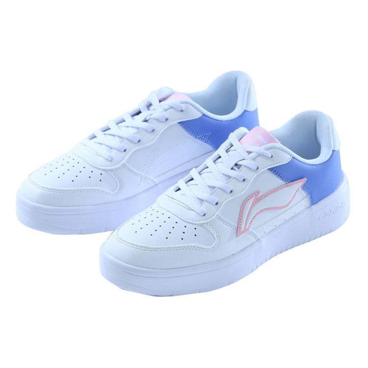 Li Ning Спортивная жизнь Коллекция Кеды для скейтборда Женские Низкие Светлый ирис Белый AGCQ578-5