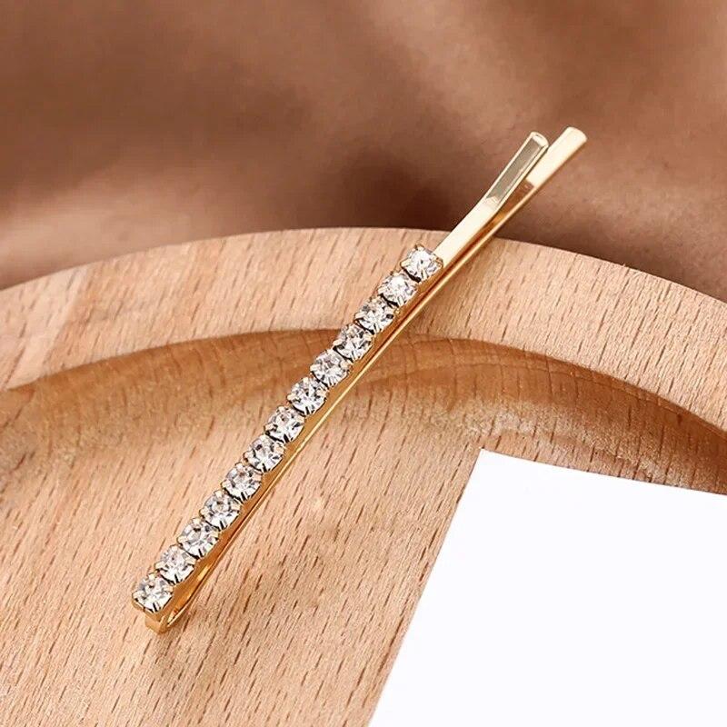 5 шт., металлические заколки для волос с блестящими стразами для женщин, модные простые золотые, серебряные заколки для волос, аксессуары для волос для девочек, заколки, ювелирные изделия