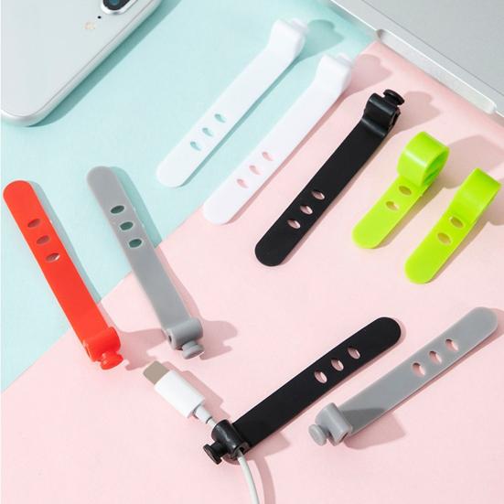 5 шт. Органайзер для кабелей, стяжки для наушников, гибкий провод, силикон, многоразовые, для кабельного ТВ, USB, компьютера