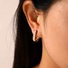 Fashionable U-shaped Stainless Steel Earrings for Women, Premium Light Luxury Zircon Inlaid Square Ear Buckles