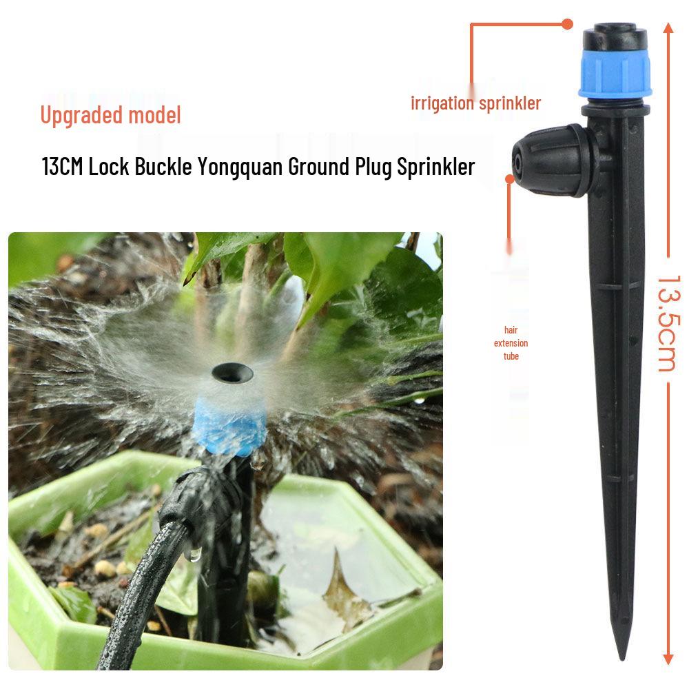 13cm Lock Buckle Drip-Spray Nozzle for Automatic Watering Devices - Ground Insert Eight-Hole Nozzle with Integrated Fountain for Fruit Trees
