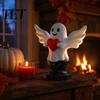 Halloween Desktop Decoration Angel Ghost Statue, Smiling Holding Heart Figurine, Cute Romantic White Figurine for Home Sculpture Valentine's Day Table