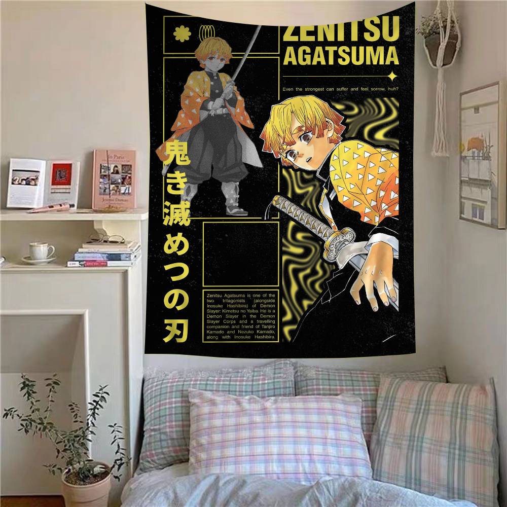 AAgatsuma Zenitsu Аниме Гобелен Подвесной Таро Хиппи Настенные Ковры Комната Студента Настенные Полотна