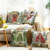 Christmas Atmosphere Illustration Digital Printing Snowman Christmas Tree Pillow Cover Home Decoration Sofa Cushion