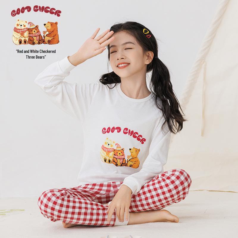 2025 Kids' Autumn Warm Cotton Pajama Set - Boys' & Girls' Long Johns & Raglan Homewear