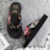Summer Flip-flops Women's Bohemian Satin Strap Casual Lame Heel Beach Women's Slippers Ethnic Style Slippers
