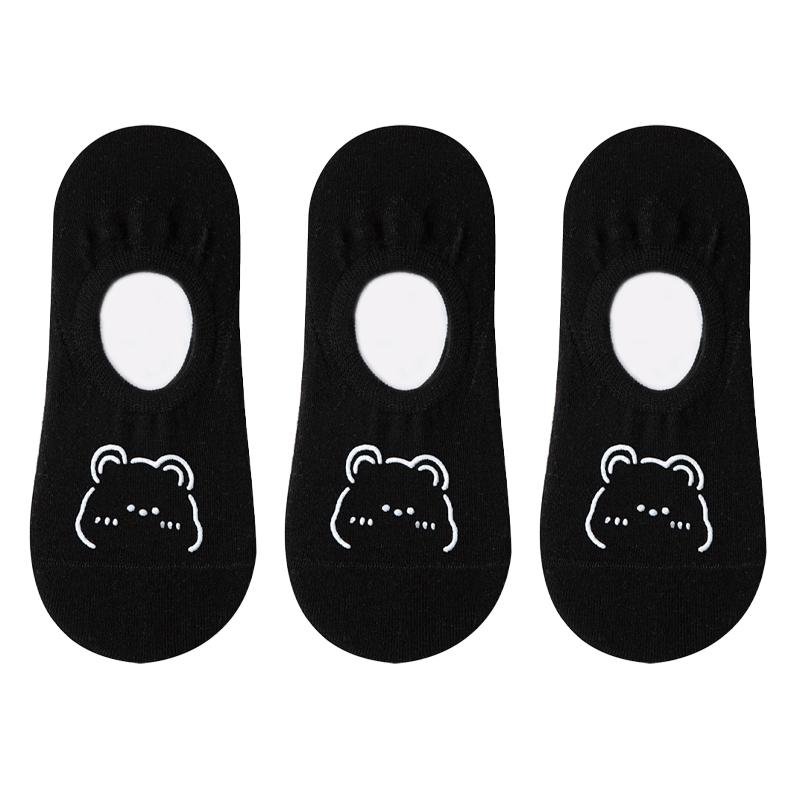 3/5 пар Женские носки-лодочки с узором из мишек, нескользящие, не сползающие, невидимые, тонкие носки