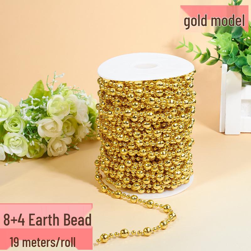 Gold & Silver Electroplated Bead String for DIY Christmas Tree Decorations