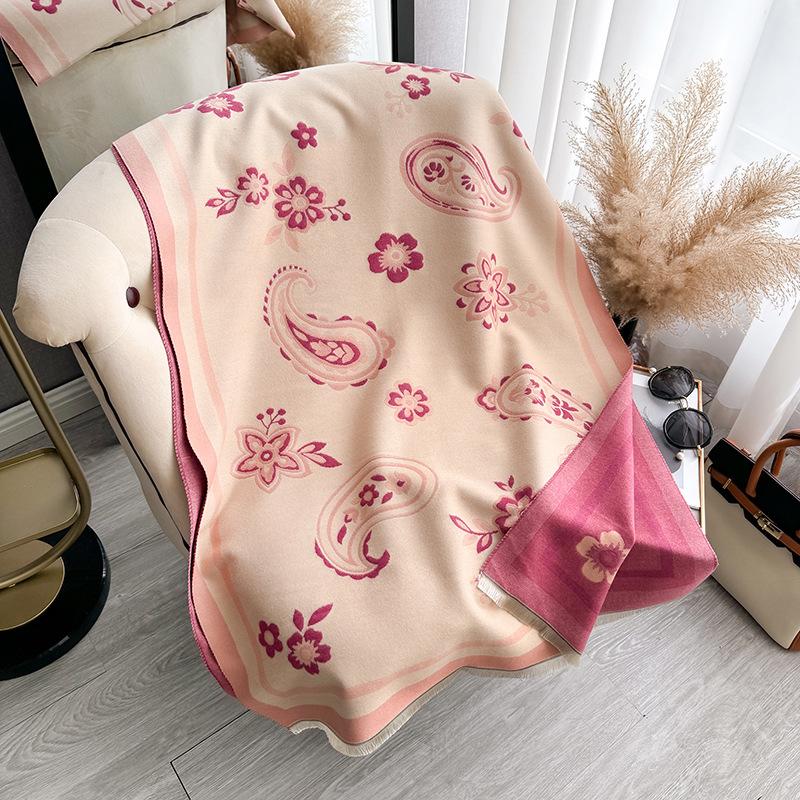 Versatile Printing Autumn And Winter Double-Sided Imitation Cashmere Scarf Winter High-End Warm Shawl Women