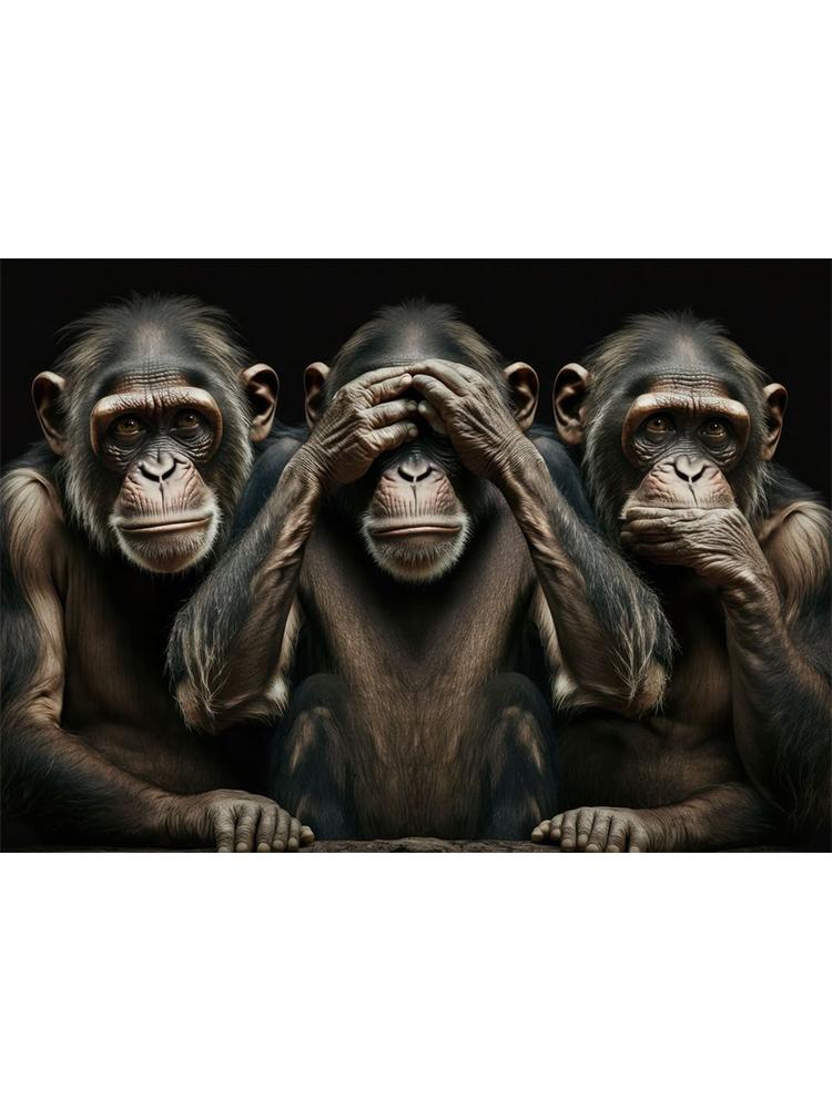 Три Мудрые Обезьяны Портрет Искусство Плакат Печать Холст Картина Животное Настенная Картина Для Гостиной Домашний Декор Куадрос