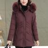 Куртки для женщин среднего возраста Зимняя верхняя одежда больших размеров с капюшоном и воротником из искусственного меха Теплая Толстая Повседневная Зимняя Куртка Женские Парки