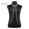 Body Chain Multi-layered Tassel Chest Chain Snake Bone Shape Adjustable Beach Bikini Body Jewelry Nightclub Party Necklace