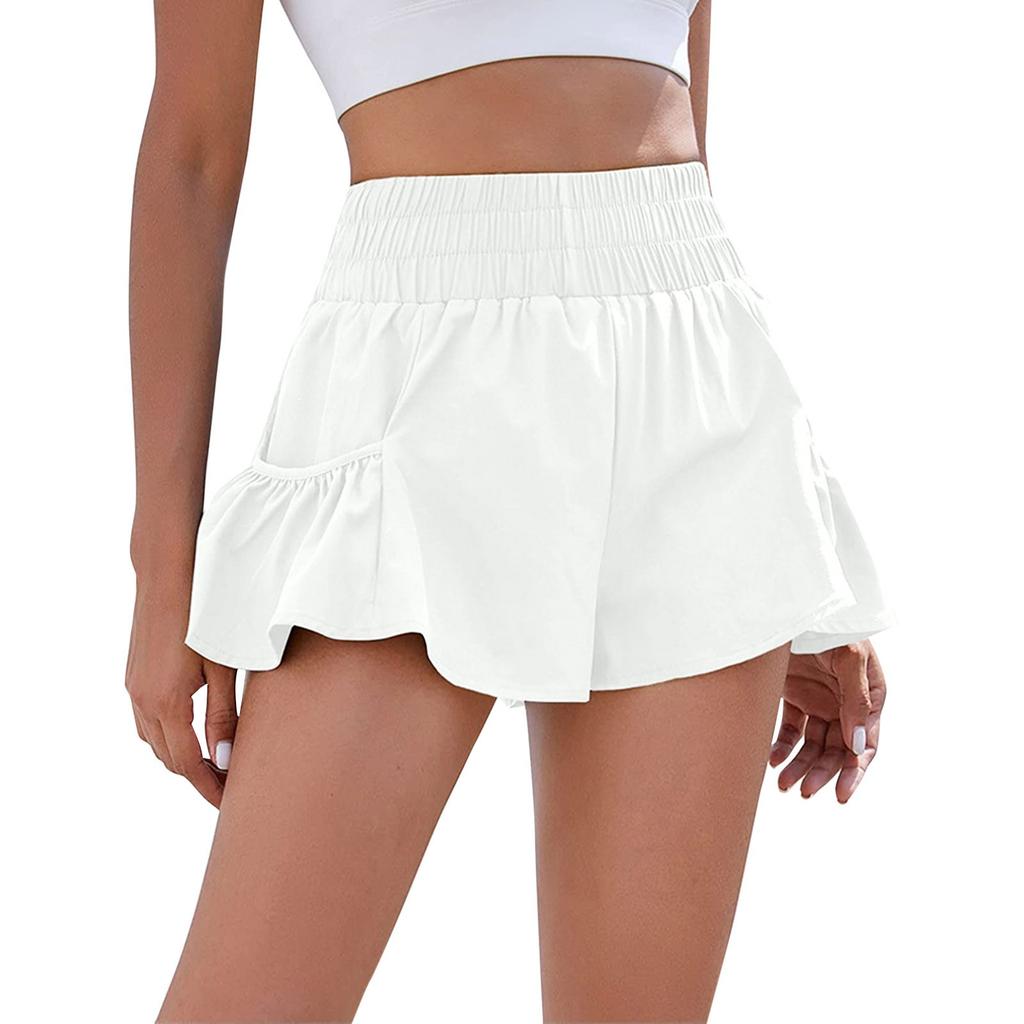 Женские шорты с высокой талией, спортивные шорты для бега, быстросохнущие брюки для тренировок в тренажерном зале, штаны для йоги, теннисные штаны, летние шорты