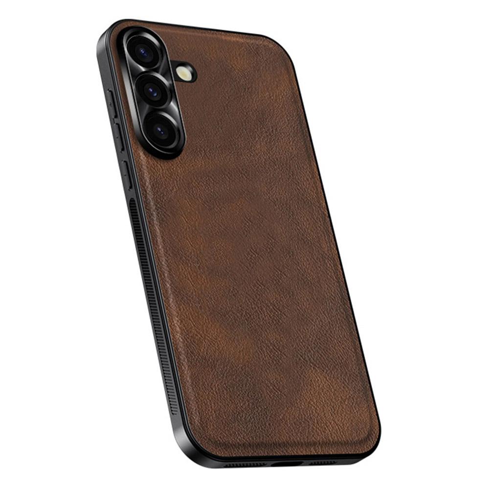 For Samsung Galaxy S24+ Case PU+TPU+PC Phone Back Cover with Metal Lens Frame