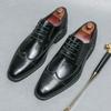 New Black Men Derby Shoes Black Round Toe Lace-up Party Men's Formal Shoes Pu Leather Size 38-46 Men Dress Shoes