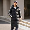 Li Ning Hot Pot Down Series водоотталкивающая дальняя инфракрасная теплая куртка с капюшоном на молнии для отдыха на открытом воздухе повседневная зимняя длинная куртка-пуховик для мужчин верхняя одежда черного цвета AYMU449-4