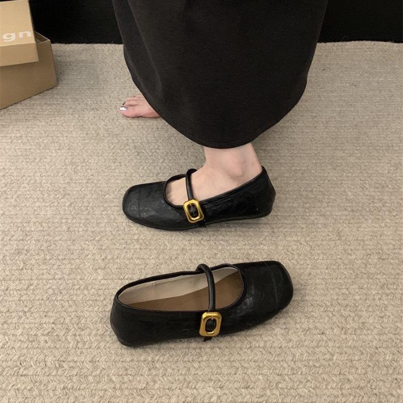 Туфли Мэри Джейн на мягкой подошве, с круглым носком и неглубоким вырезом, новинка весны 2025 года, цельнокроеные балетки с А-силуэтом