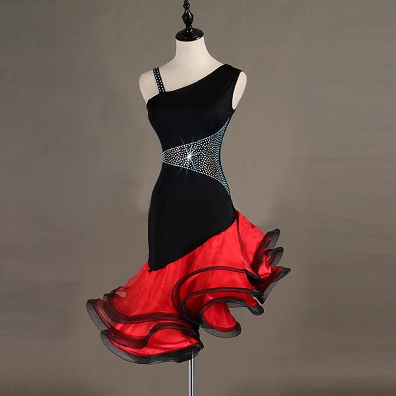 Elegant Latin Dance Performance Dress Rumba Bullfight Samba Cha With Flared Skirt Women Stage Costume