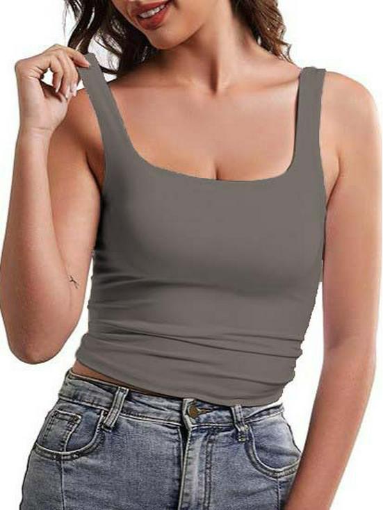 Женская летняя майка без рукавов с квадратным вырезом - Стильный дизайн