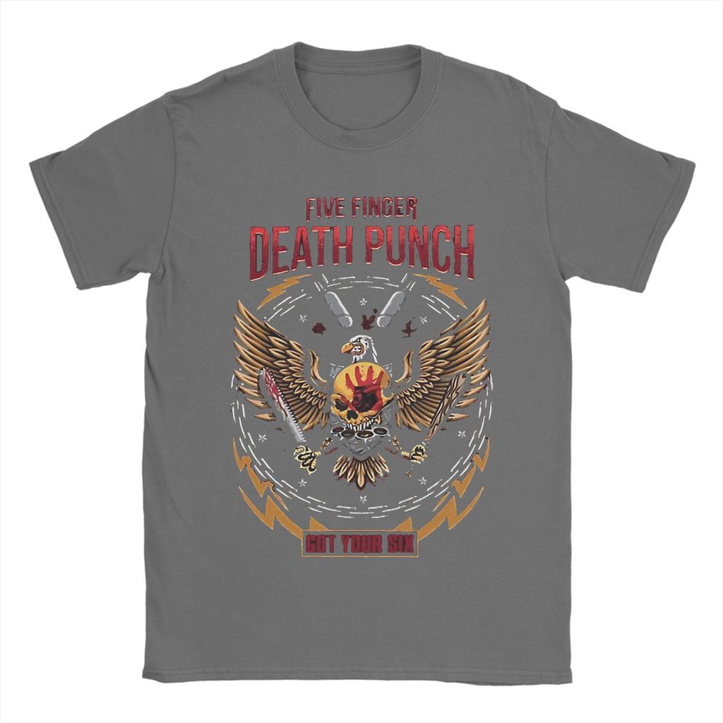 Five Finger Death Punch T Shirts for Men Pure Cotton Novelty TShirt Round Neck Tee Shirt Short Sleeve Tops Plus Size