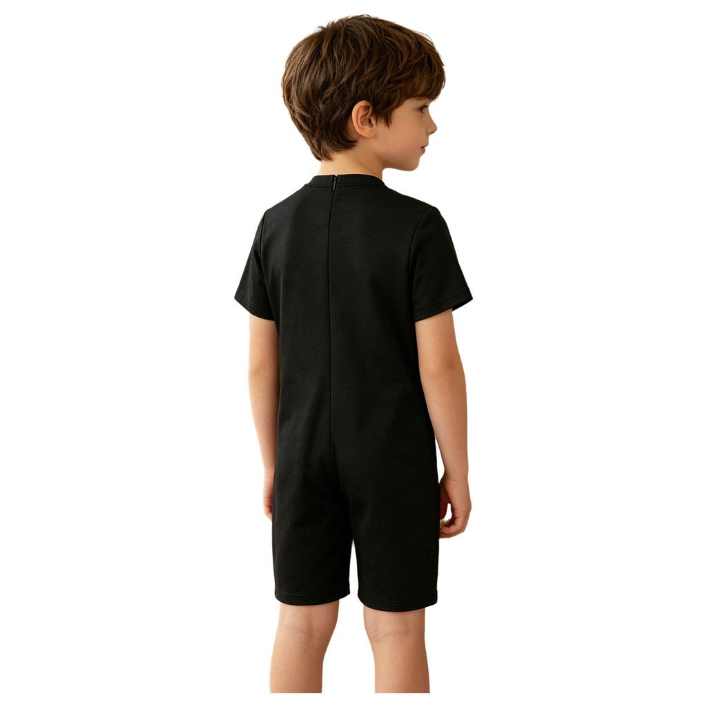 Boys Dinosaur Jumpsuit Short Sleeve Back Invisible Zipper Thigh Length Adaptive Bodysuit Special Needs
