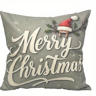 Home Decor Merry Christmas & Pine Tree Pattern Pillows Pattern Cushion Cover Suitable For Sofa Bedroom Car Pillow Cover
