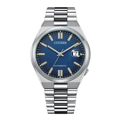Автоматические мужские наручные часы коллекции TSUYOSA NJ0151-88L Сапфировое стекло Синий градиент Серебристый