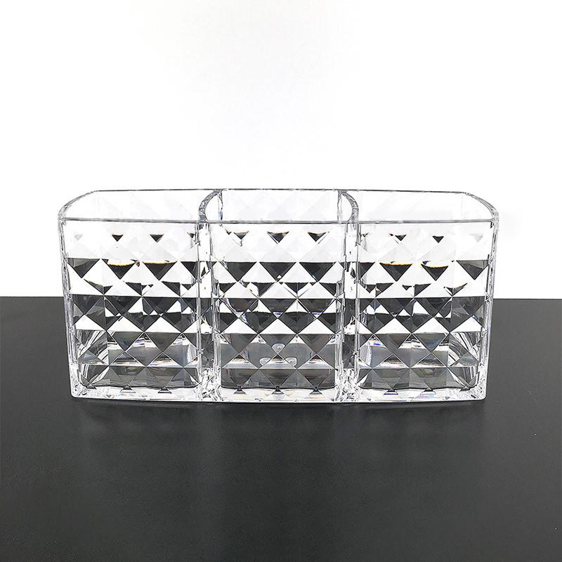 Кисти для макияжа, карандаш для бровей, стеллаж для хранения, три отделения, большая вместительная прозрачная коробка для хранения, держатель для канцелярских ручек