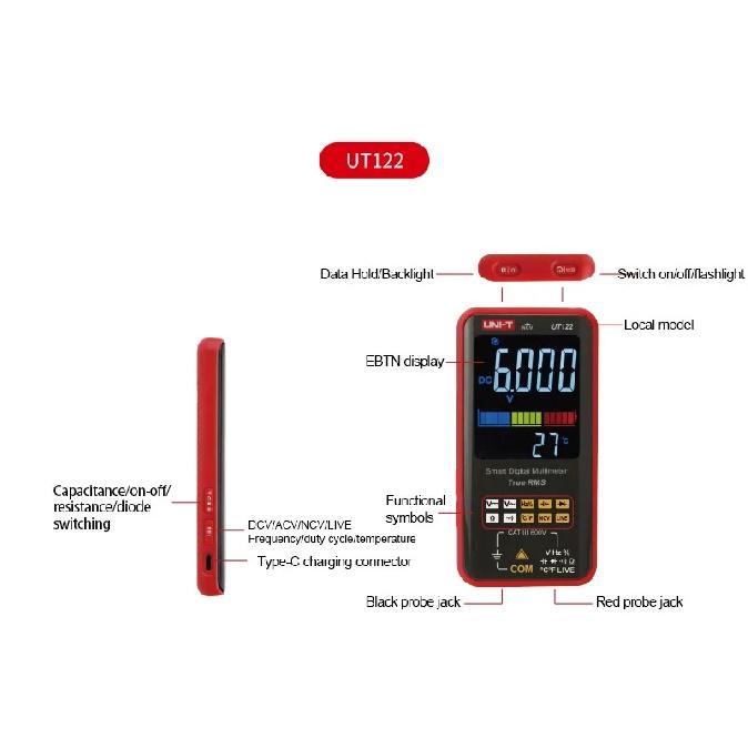 UNI-T UT121A UT121B UT122 Промышленный умный мультиметр True RMS Конструкция Тест AC DC Конденсатор Частотомер Для Электрика