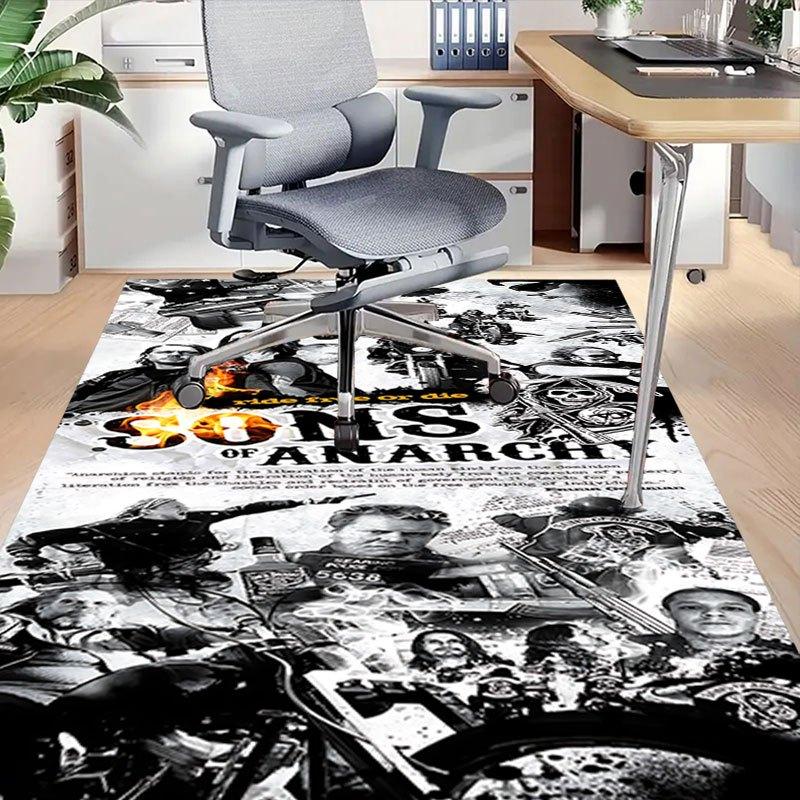 1pc Sons of Anarchy themed Office Carpet Chair Mats - durable polyester rug for home theater, office, dorm room decor - tA89