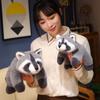 1Pc 30cm Lovely Plush Lying Grey Raccoon Toys Kawaii Panda Fox Plushie Pillow Stuffed Soft Animal Cushion Birthday Gift