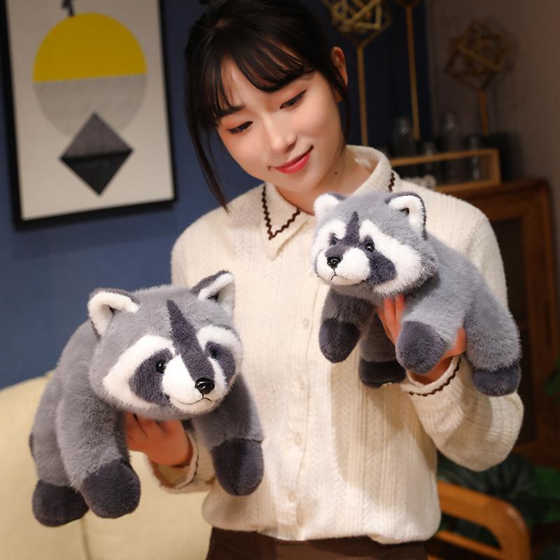 1Pc 30cm Lovely Plush Lying Grey Raccoon Toys Kawaii Panda Fox Plushie Pillow Stuffed Soft Animal Cushion Birthday Gift