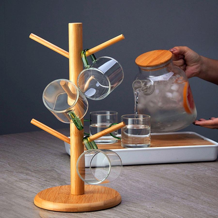 1шт многофункциональная бамбуковая полка для хранения вещей прихожая ключ кружка дренажная полка для хранения кофе и чая держатель для стеклянной кружки подвесная полка