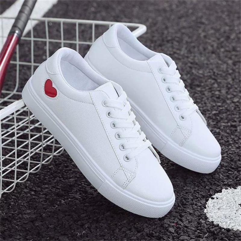 Fashion Women's Vulcanize Shoes New In Casual Classic Solid Color PU Leather Shoes Female Casual White Shoes Sneakers