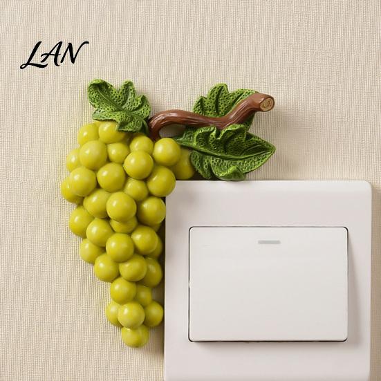 Decorative Switch Surround Fruit Wall Stickers, Creative Kitchen 3D Cute Bedroom Aesthetic Accessories Socket Decor, Resin Waterproof Decal