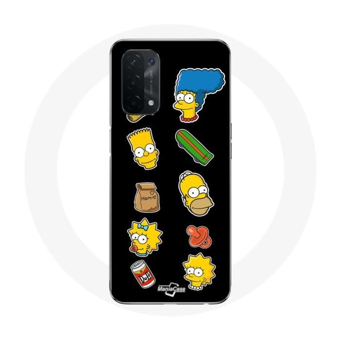 Coque pour Oppo A74 5G - Les Simpson - Autocollants - Souple - Noir - Mixte