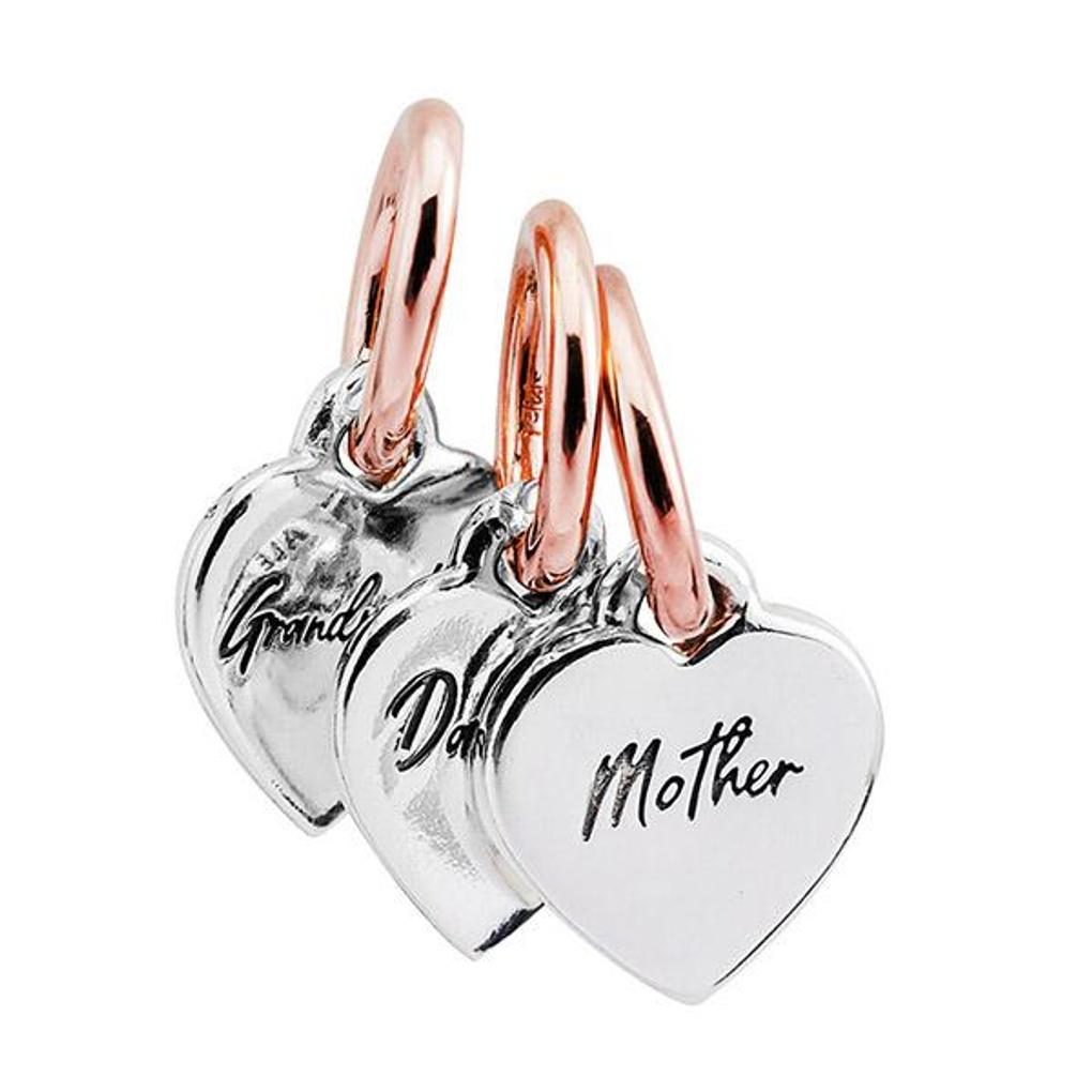 Pandora Two-Tone Spiritual Family Generation of Hearts Triple Dangle Charm 782648C00