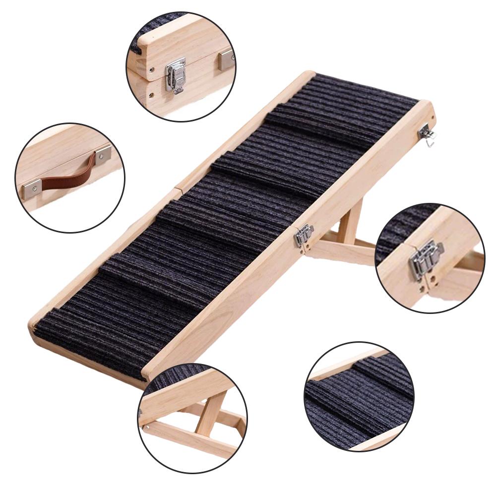 Foldable Pet Ramp Dog Ladder Anti-slip Height Adjustable Climbing Ramp Steps Dog Stairs for Couch/Bed Non-Slip Safety Dog Ladder