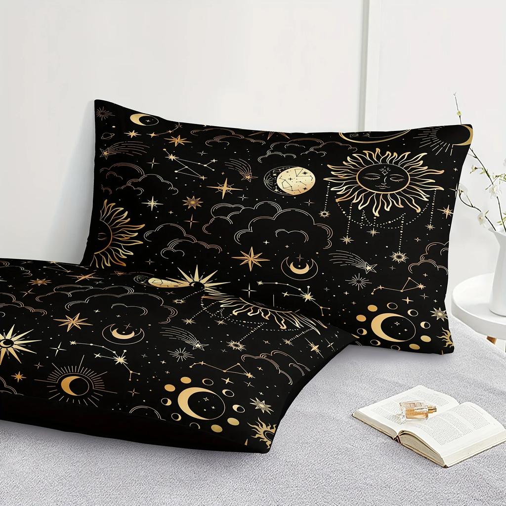 Black Golden Bedding Set Sun and Moon 3D Print  Large Bag Bedding Set Posy Bedding Set Mandela Quilt Cover 100% Soft Microfiber
