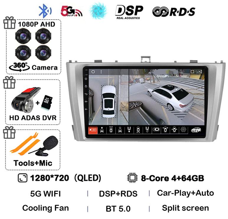 Android 14 Carplay Auto для Toyota Avensis 3 2008 2009 2010 2011 2012 2013- 2015 Автомобильный Радио Мультимедиа Стерео Плеер GPS 4G WIFI