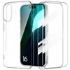 Protective Case - BOOLING - for iPhone 16 - Soft Silicone - Transparent - 2 Tempered Glasses