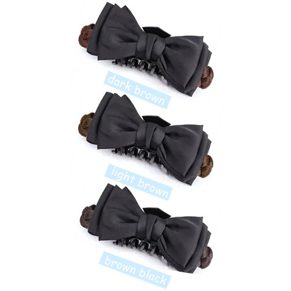 Парик с бантом и коготками, синтетический, женский, элегантный, с бантом, принцесса, ветровой, с пучком, интегрированный, стильный, принцесса, парик, с пучком