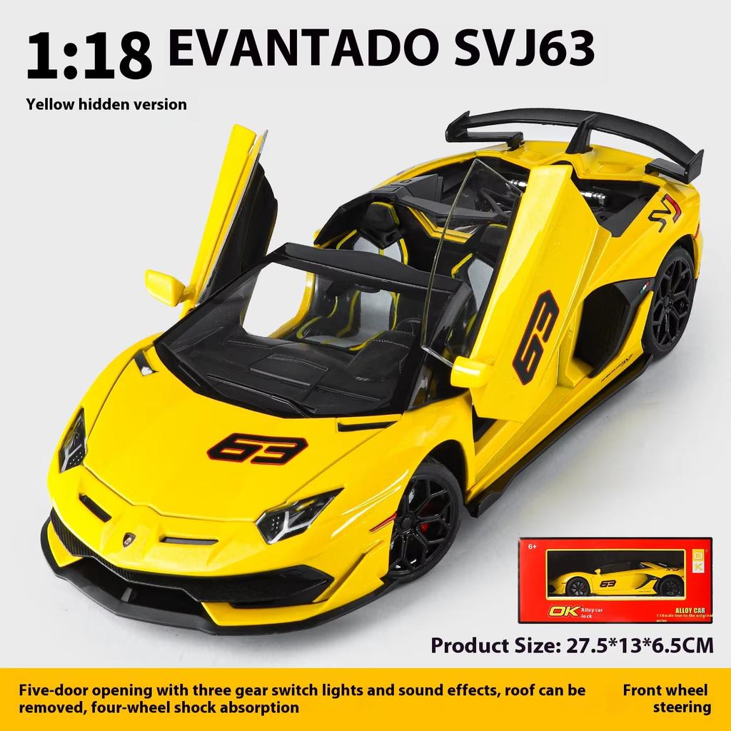 2026 Новый Большой Масштаб 1/18 Модель Суперкара Aventador SVJ Детализированный Салон Коллекция Для Взрослых Украшения Подарок Мальчику Хэллоуинские Игрушки Подарок