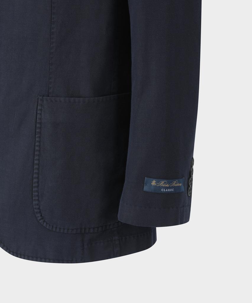 BROOKS BROTHERS Cotton Linen Herringbone Jacket (Navy) (Bbjsmmg101)