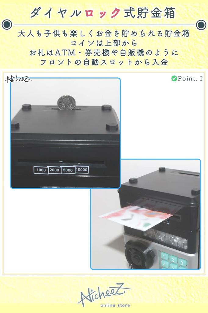 Nicheez Кодовый замок Банкнота Банкомат Копилка (черный)