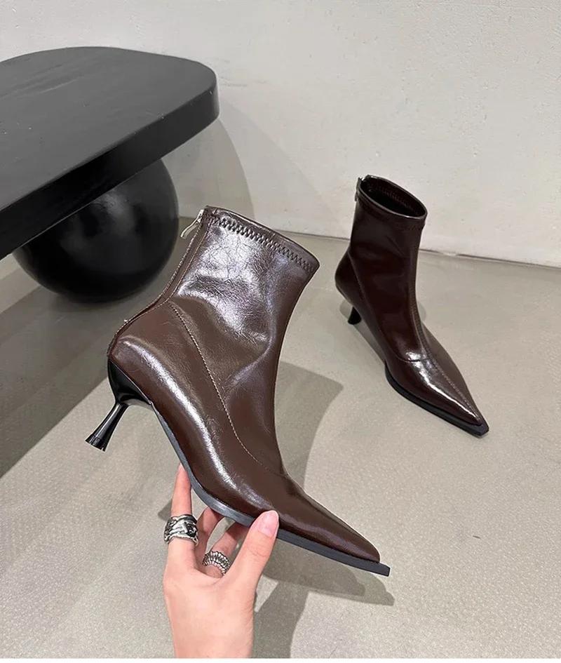 Модные весенне-осенние женские ботильоны, модные туфли с острым носком на тонком высоком каблуке, женская обувь для танцев и вечеринок, обувь для стриптиза