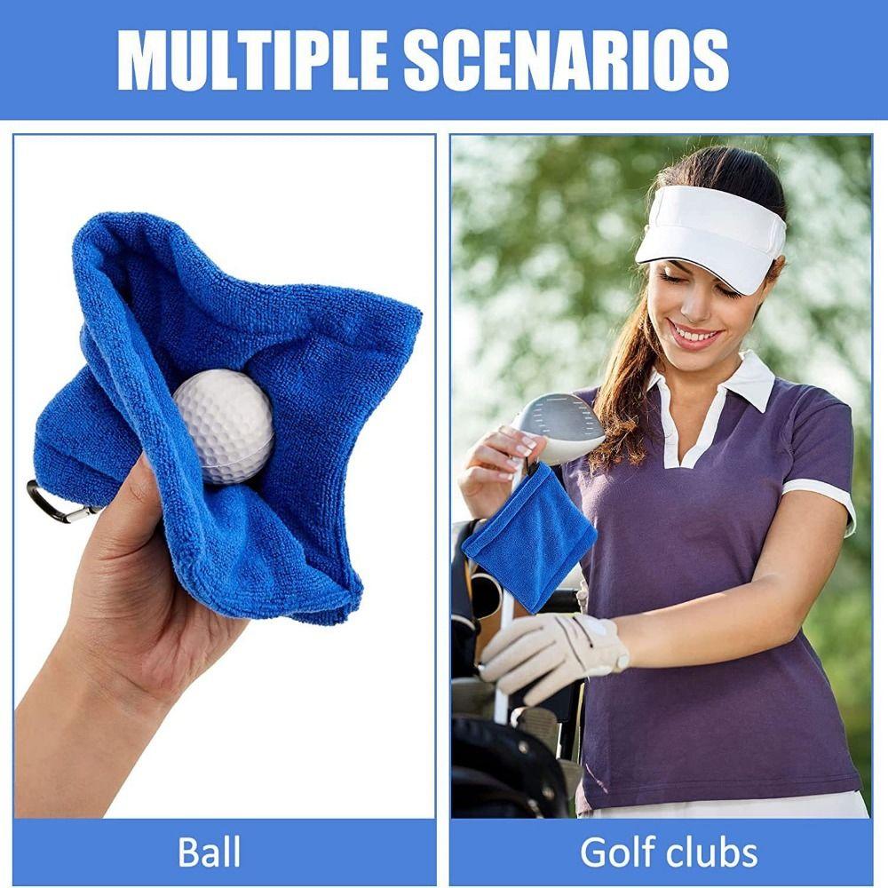 Square Golf Ball Cleaning Towel with Carabiner Hook Sports Towel Portable Golf Club Cleaner