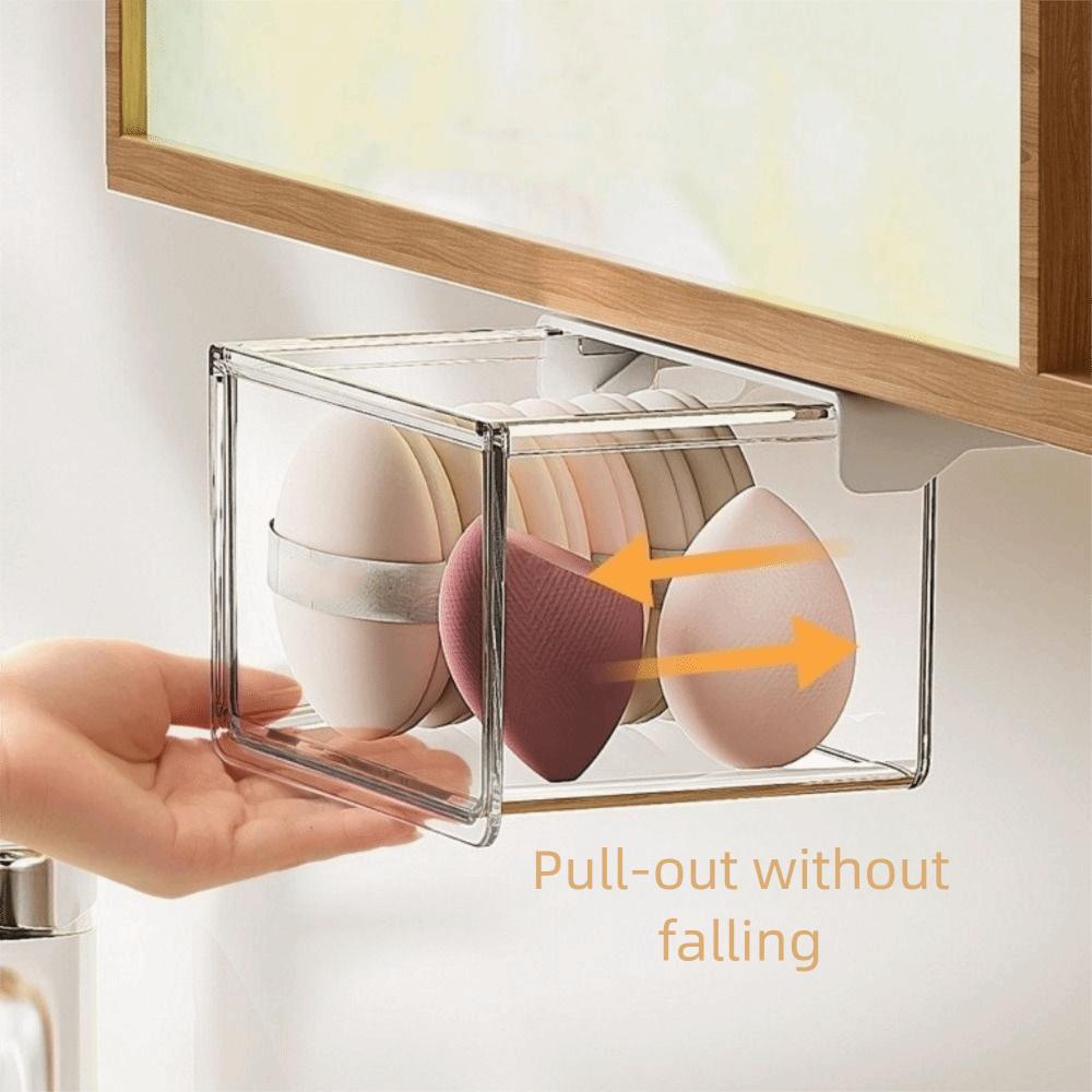 Plastic Under Desk Drawer Organizer Self Adhesive Qtip Holder for Swabs Floss
