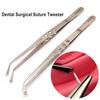 Dental Surgical Suture Tweezer Tip With Hole Operation Stitching Tweezer College Tweezers Cotton Dressing Forceps Serrated Tip Dentist Tools