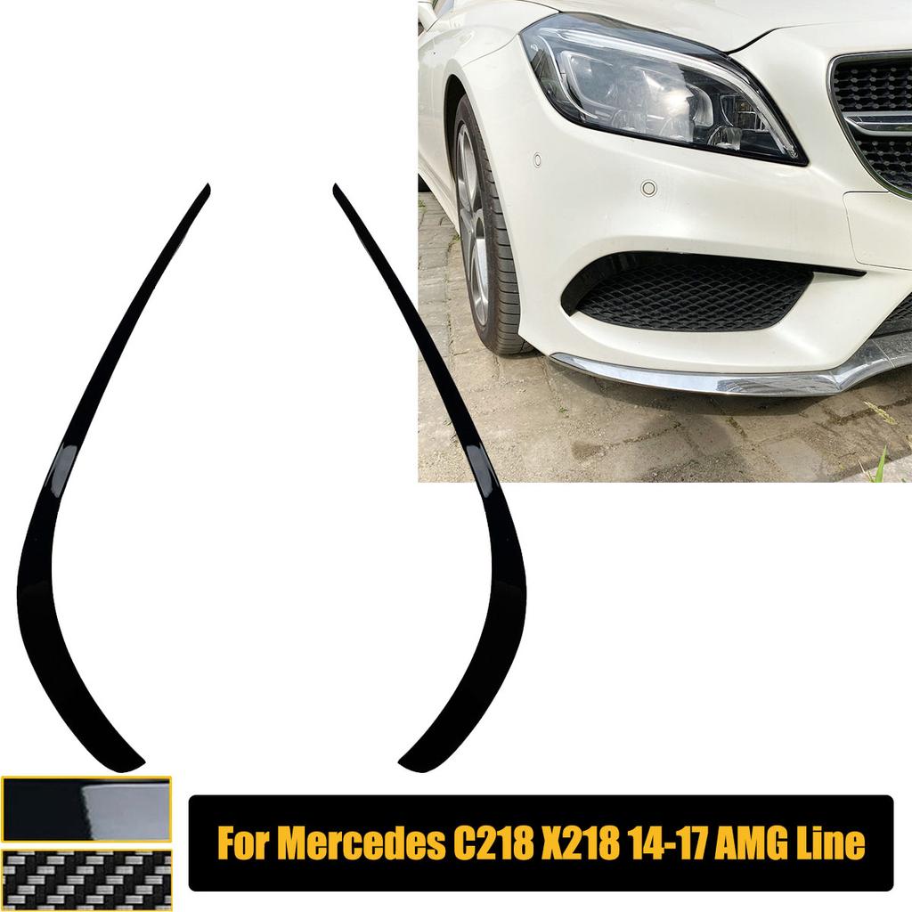 C218 Front Bumper Splitter Spoiler Canard Apron Trim Sticker For Mercedes Benz CLS Class X218 AMG Line 2014-2017 Car